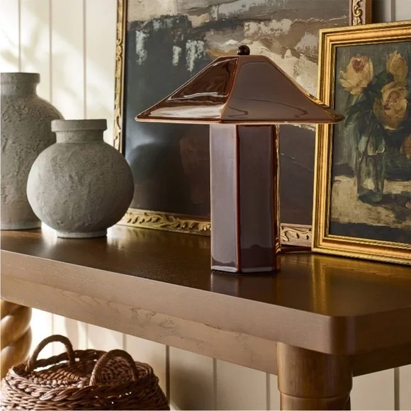 Studio McGee Double Ceramic Maroon Table Lamp